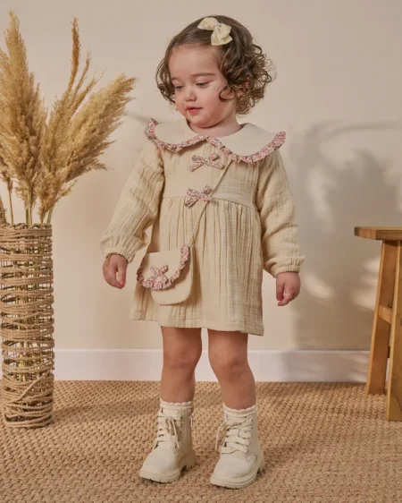 فستان بيبي للأعمار ٦-٣٦ شهر مع شنطة