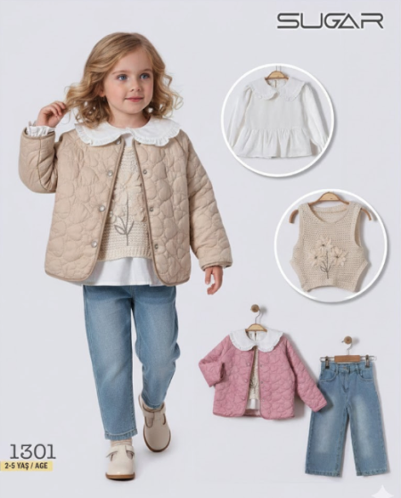 طقم بناتي مكون من ٤ قطع للأعمار ٢-٥ سنوات