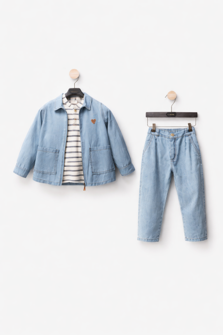 طقم ولادي جينز ربيعي مكون من ٣ قطع
