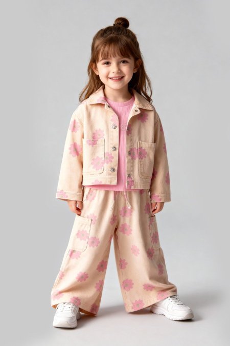 طقم بناتي مكون من ٣ قطع للاعمار ٣-٧ سنوات