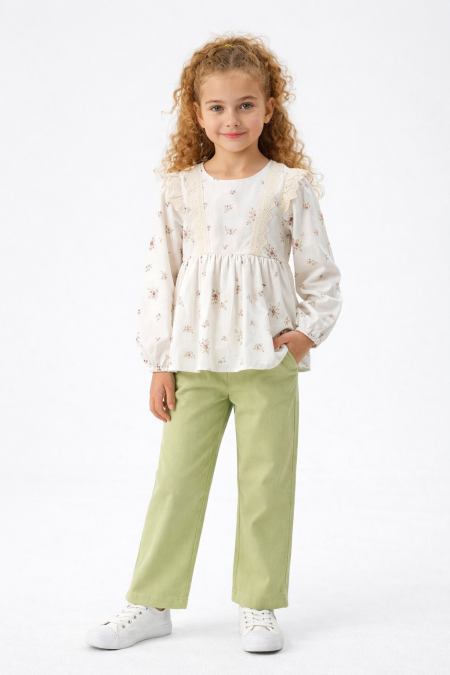 طقم بناتي ربيعي للأعمار ٣-١٠ سنوات