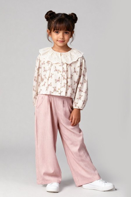 طقك بناتي ربيعي مكون من قطعتين للأعمار ٣-٧ سنوات