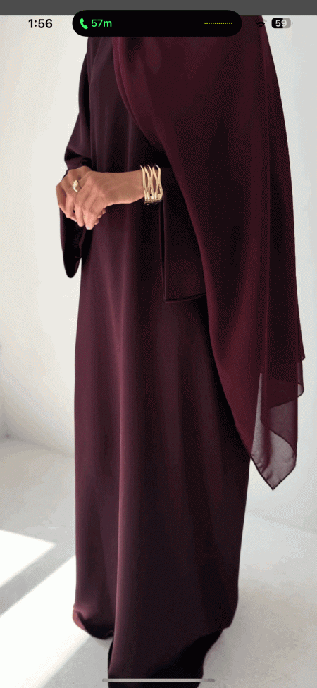 عبايه مريم لون برغندي (خمري)