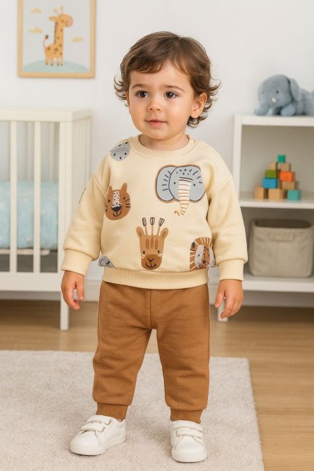 طقم ولادي شتوي للأعمار ٦-٢٤ شهر