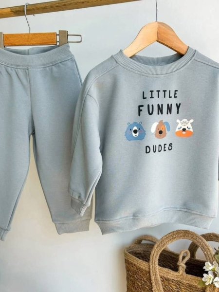 بجاما بناتي ولادي مع طباعه Little funny للأعمار ٣-٢٤ شهر