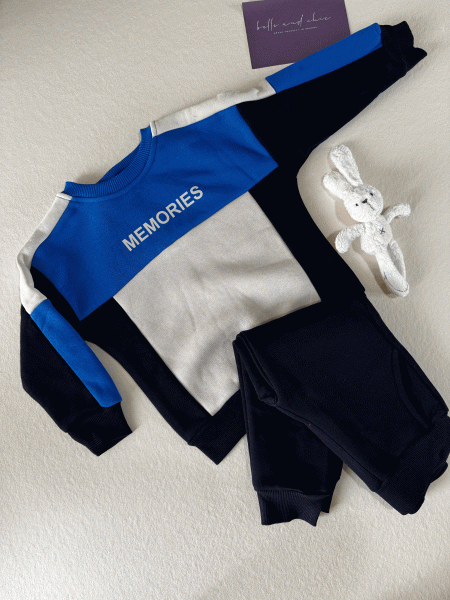 طقم ولادي أزرق مكون من قطعتين للأعمار ٢-٥ سنوات 